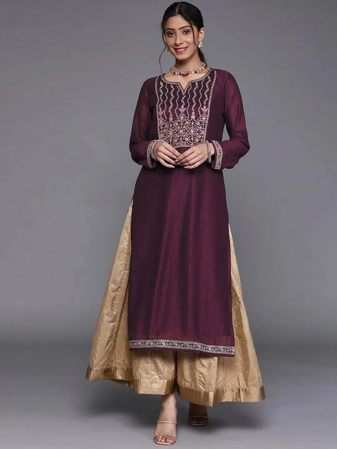 

Buy Purple Yoke Design Silk Kurta - 23486O-XS | Libas Ethnic Wear Online