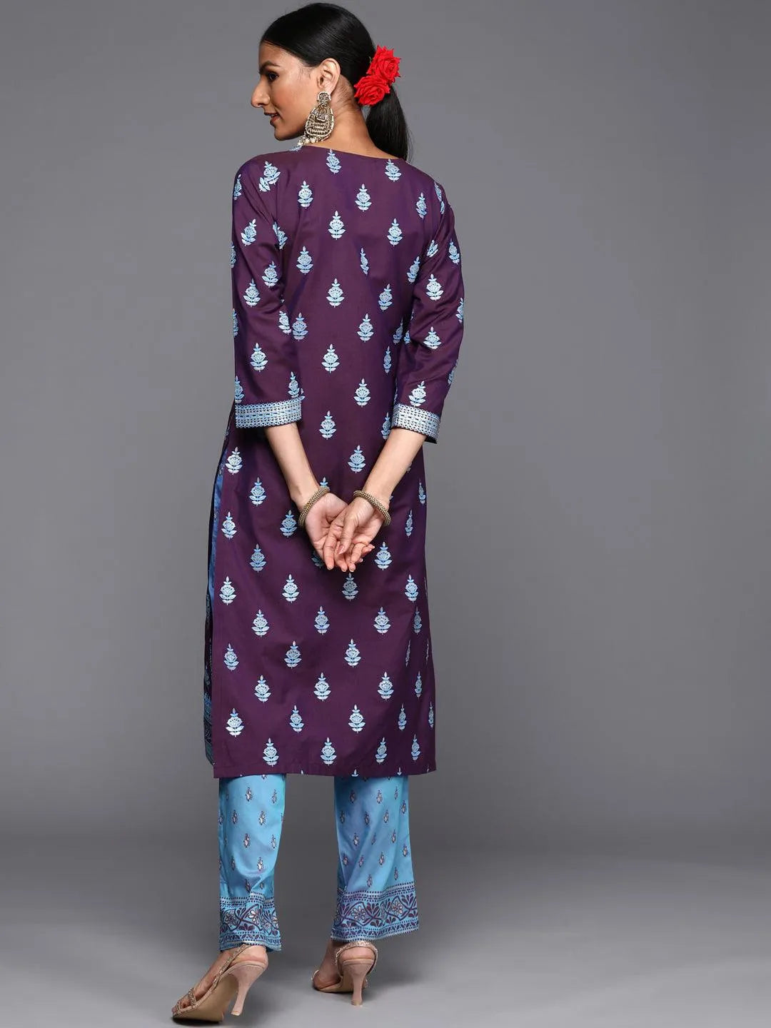 Purple Yoke Design Silk Kurta - Libas