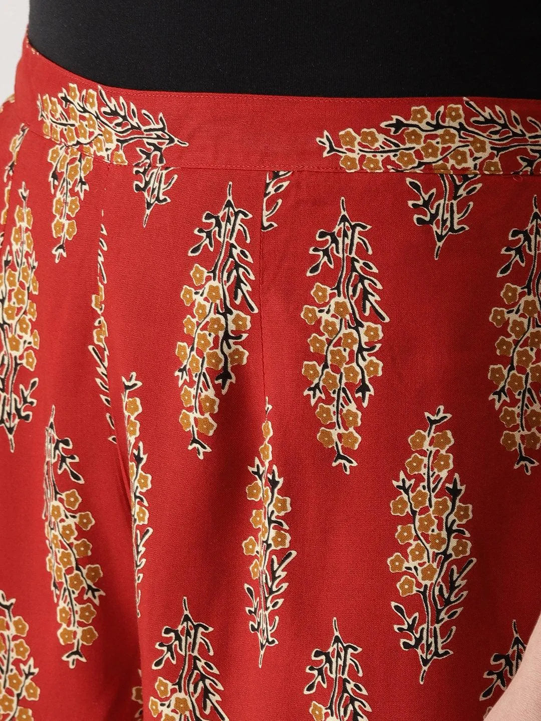 Red Printed Cotton Palazzos - Libas 