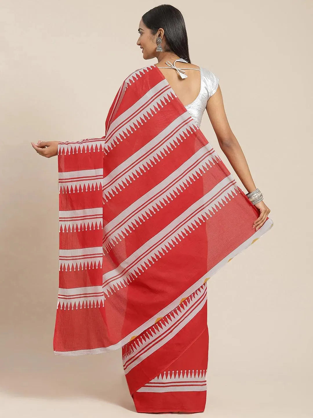 

Red Printed Cotton Saree