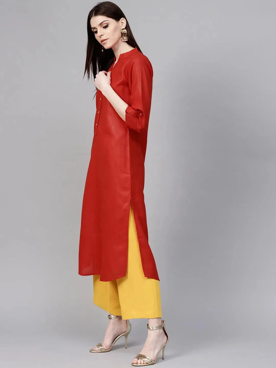 

Buy Red Solid Cotton Kurta - 7650E-XS | Libas Ethnic Wear Online