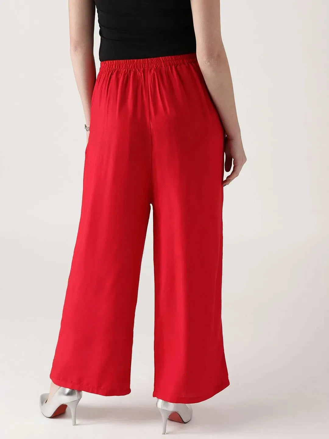 

Red Solid Rayon Palazzos