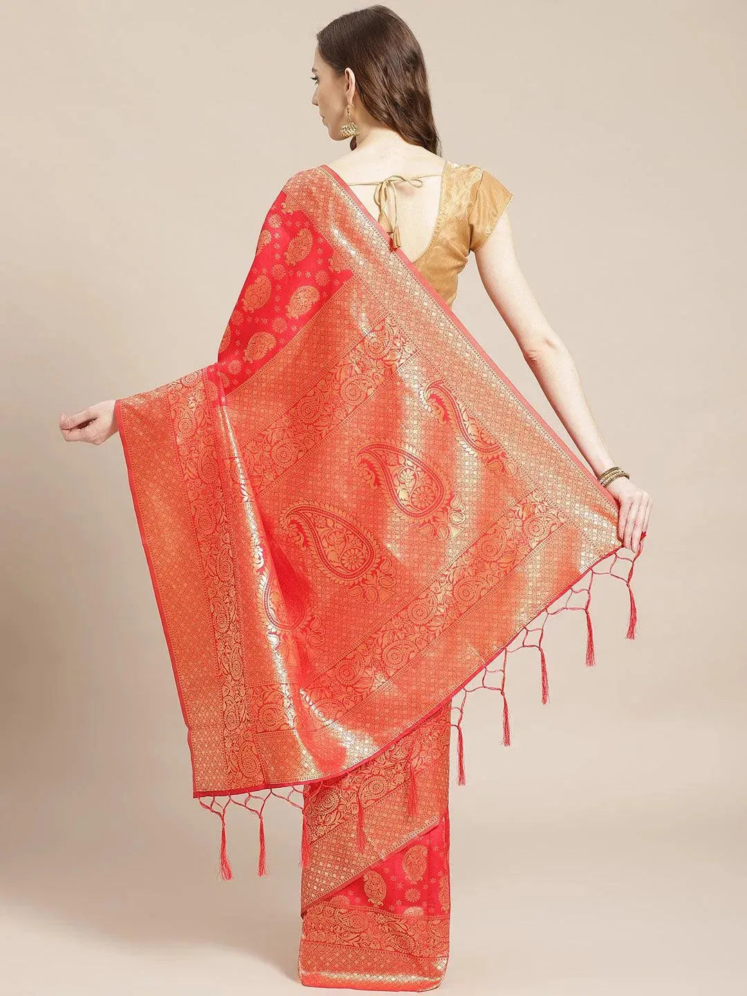 

Red Woven Design Brocade Saree