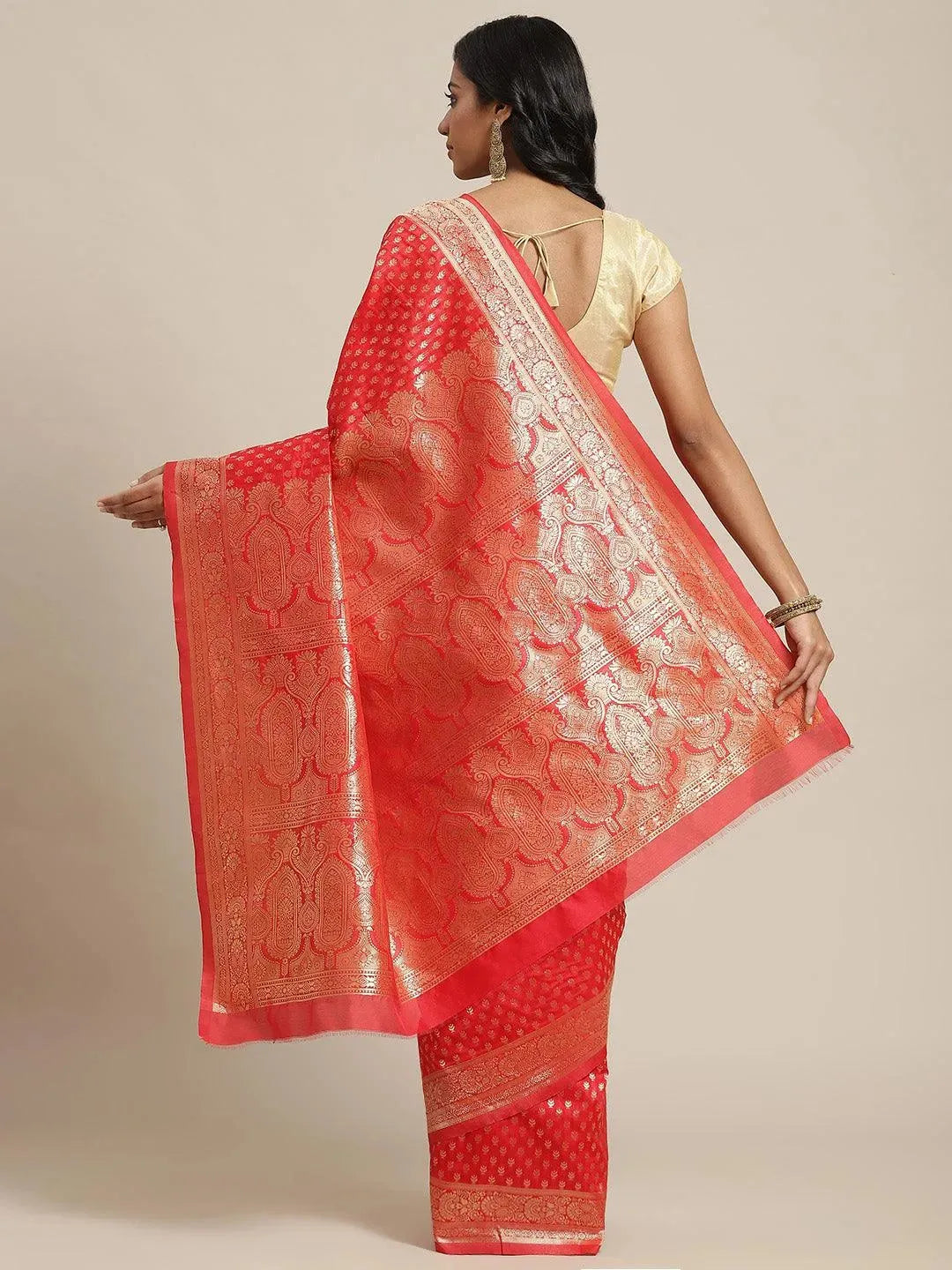 

Red Woven Design Brocade Saree