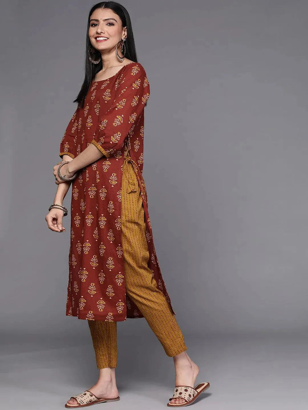 

Buy Rust Printed Cotton Kurta Set - 33174O- | Libas Ethnic Wear Online