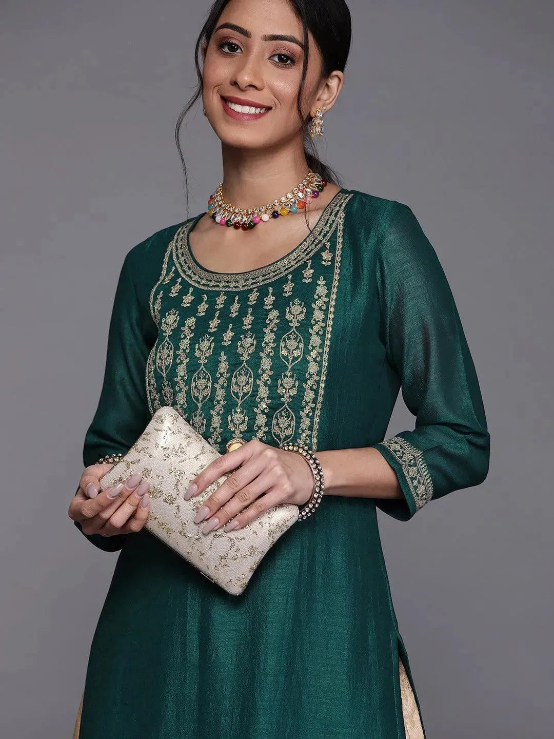 

Buy Teal Yoke Design Silk Kurta - 23489O-XS | Libas Ethnic Wear Online