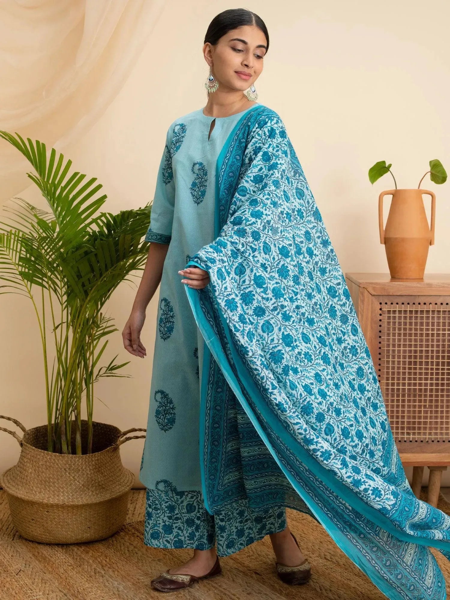 

Buy Turquoise Blue Printed Cotton Suit Set - 20114O-XS | Libas Ethnic Wear Online