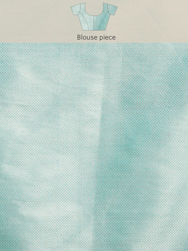 Turquoise Blue Woven Design Brocade Saree - Libas