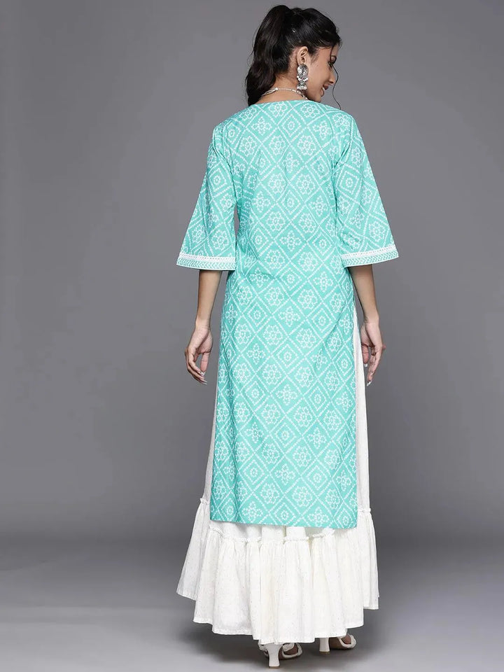 Turquoise Blue Yoke Design Cotton Kurta - Libas