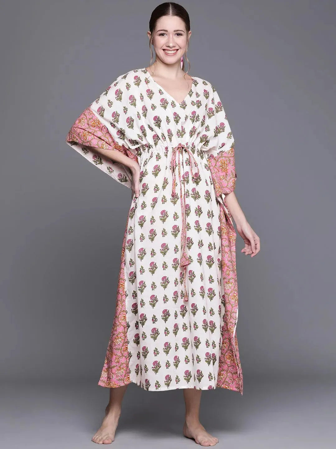 

Buy White Cotton Printed Kaftan Nightdress - 50039 | Libas Ethnic Wear Online