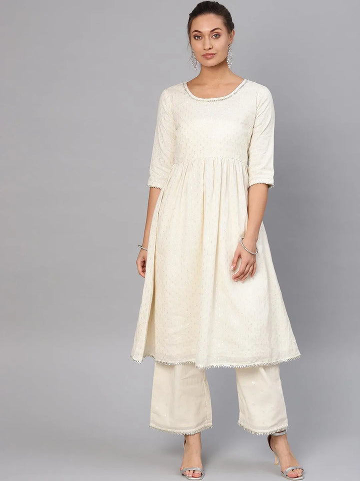 White Embroidered Cotton Kurta Set - Libas