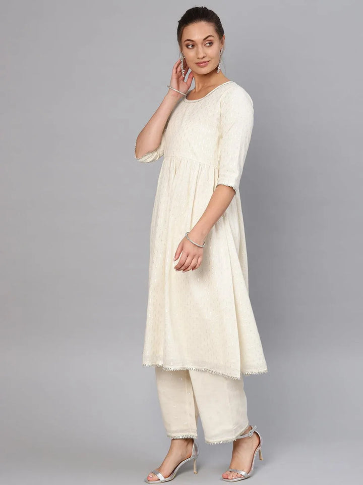 White Embroidered Cotton Kurta Set - Libas