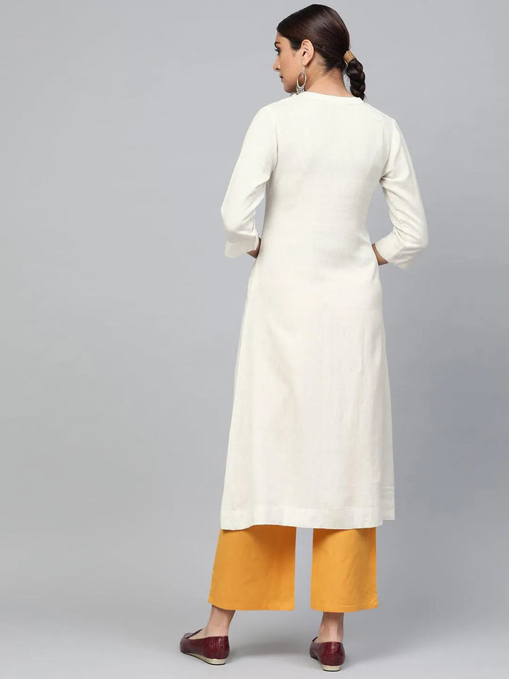 White Embroidered Cotton Kurta Set - Libas