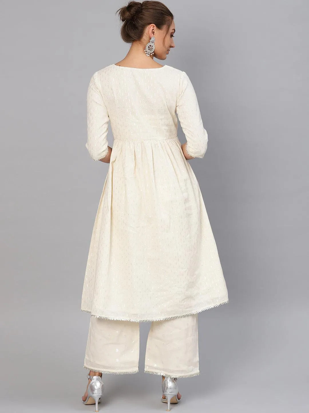 White Embroidered Cotton Kurta Set - Libas