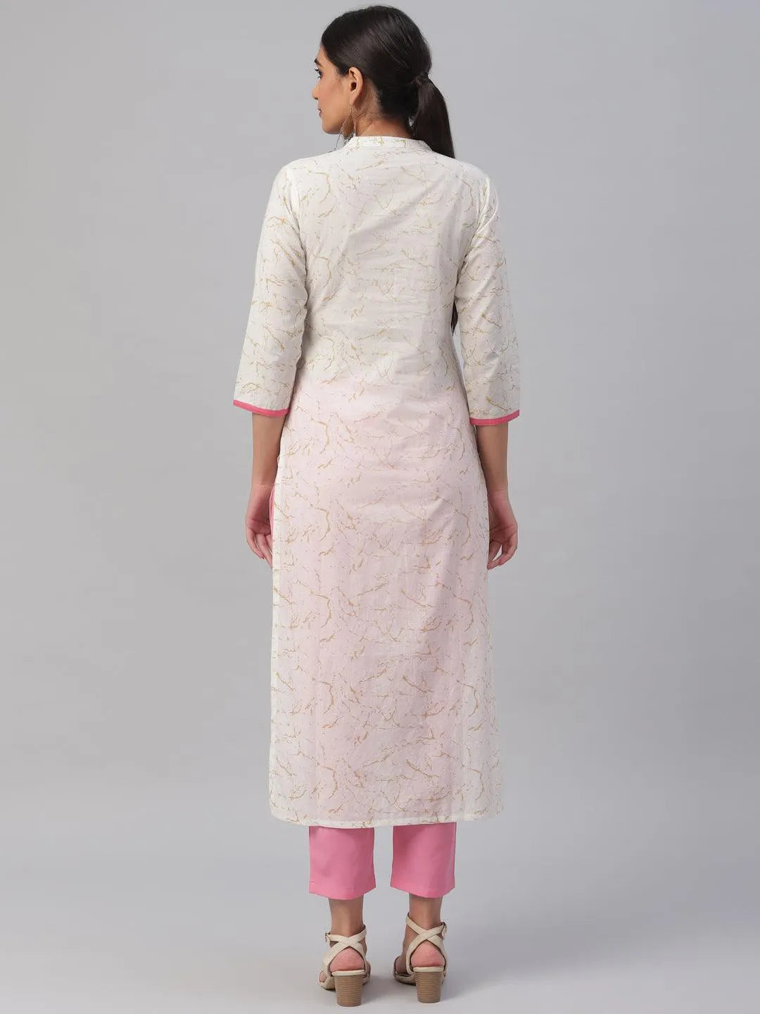 White Embroidered Cotton Kurta - Libas