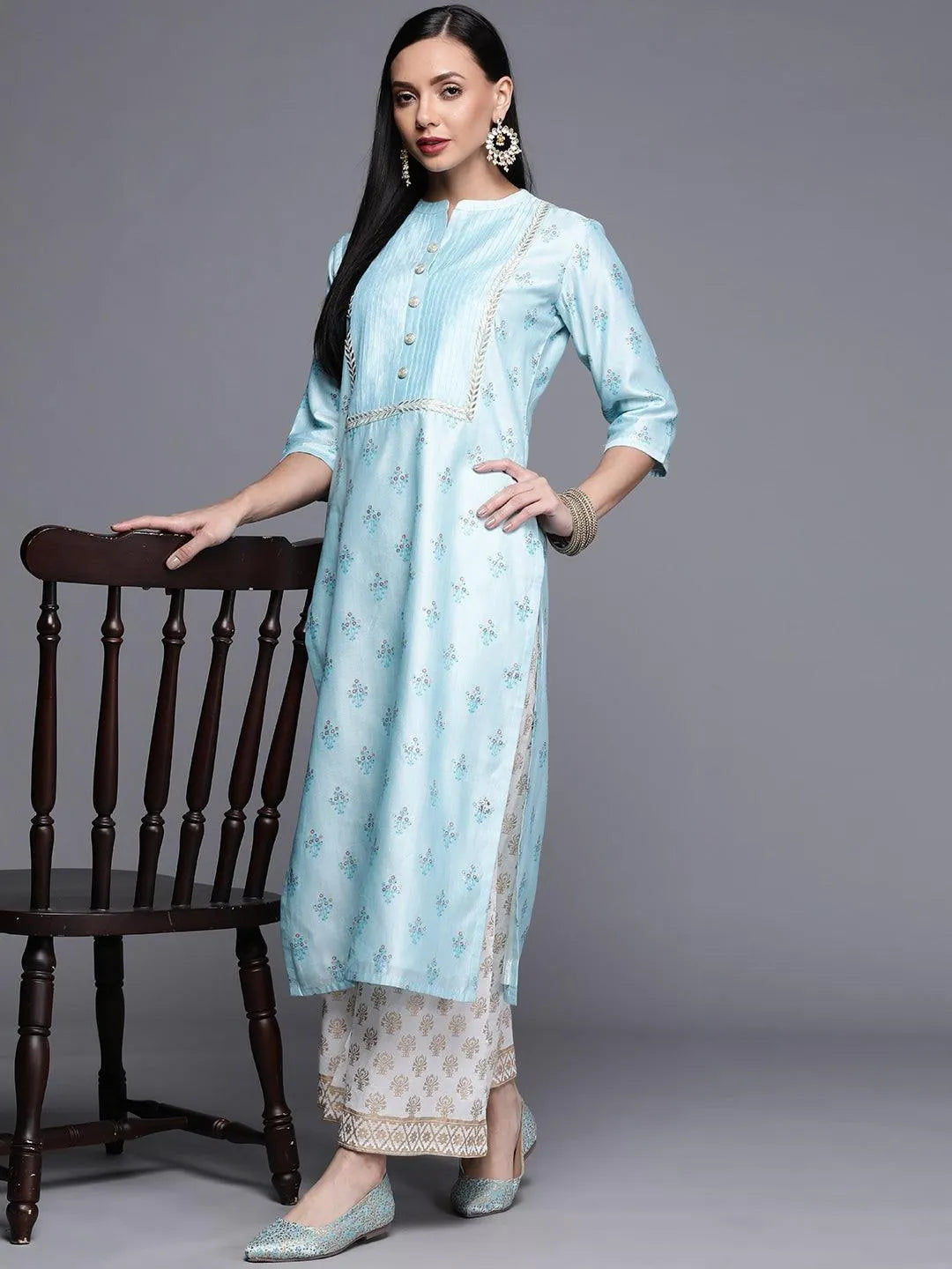 White Printed Cotton Palazzos - Libas