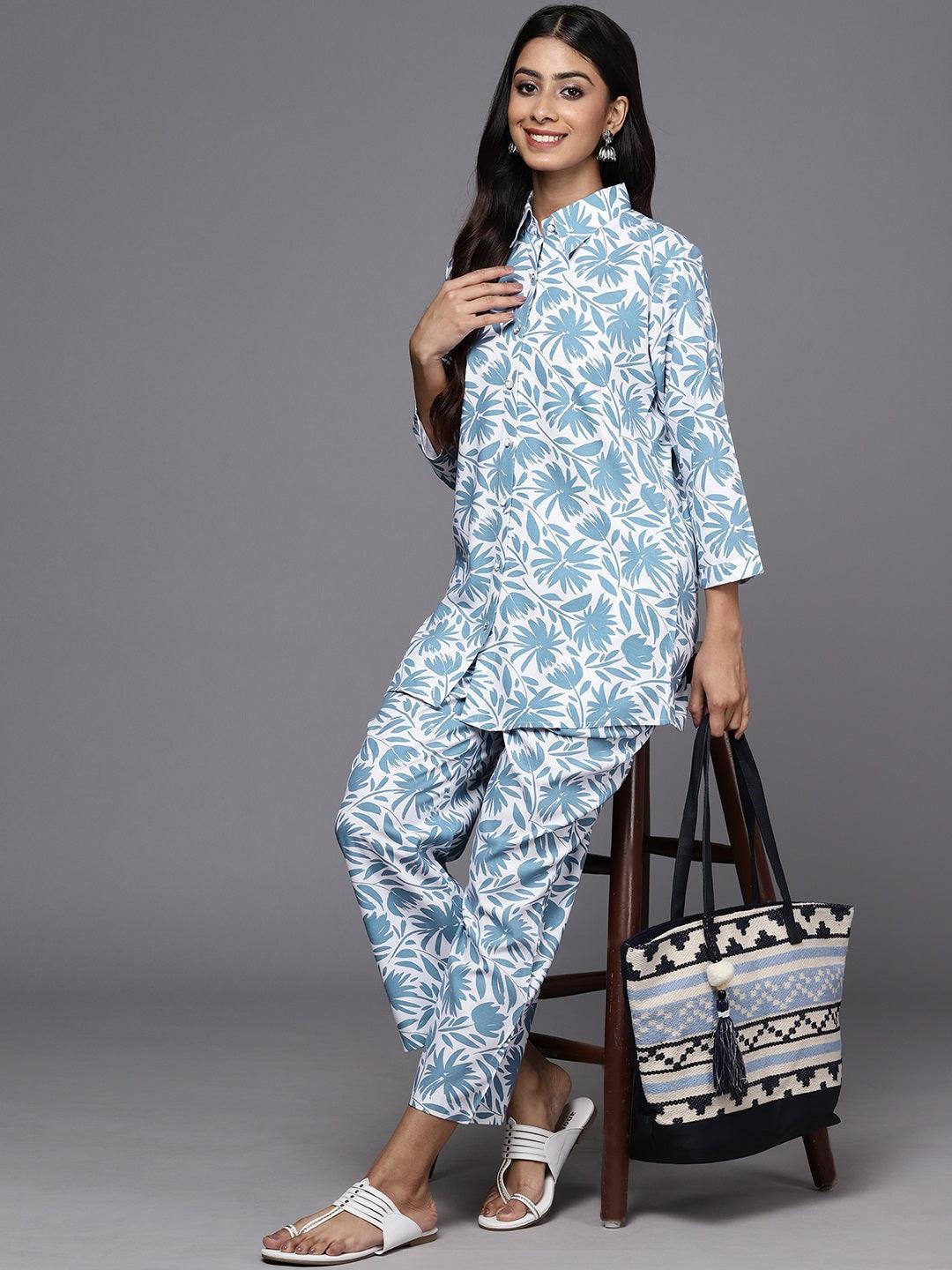 White Printed Rayon Co-Ords - Libas