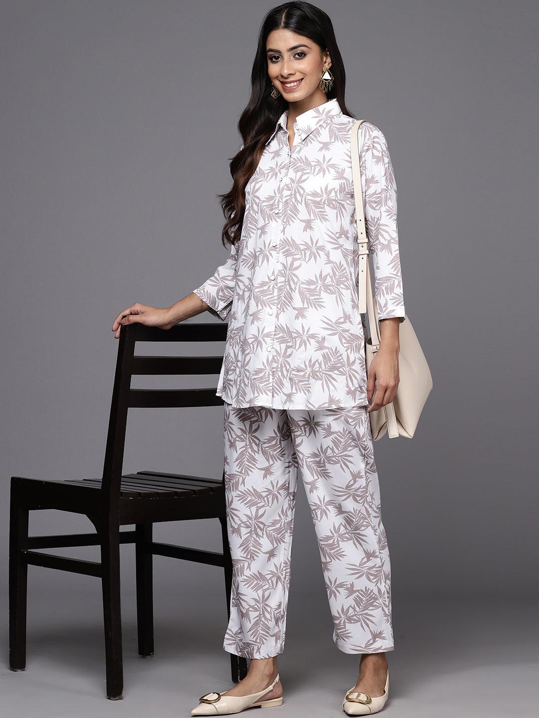 White Printed Rayon Co-Ords - Libas