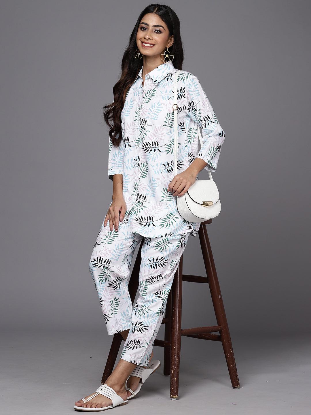 White Printed Rayon Co-Ords - Libas