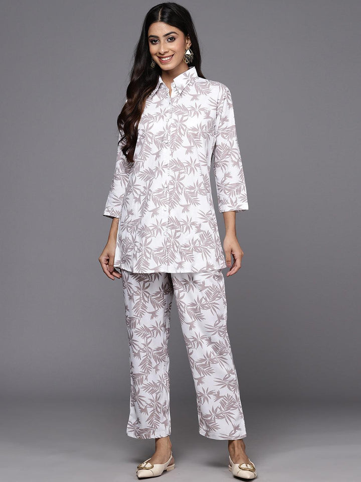 White Printed Rayon Co-Ords - Libas