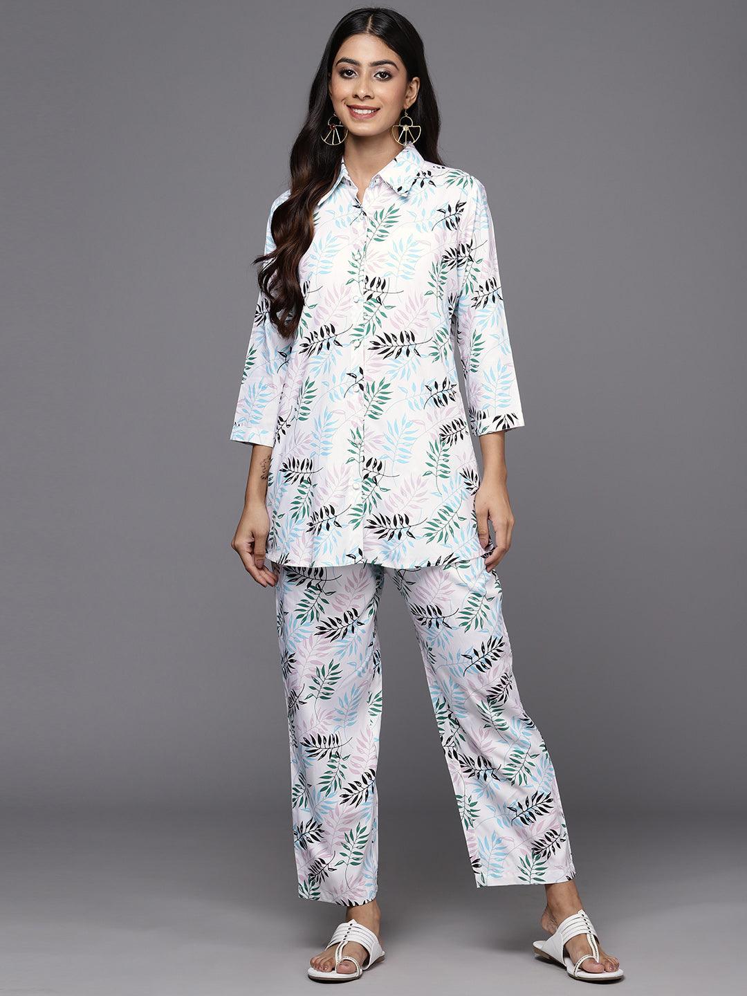 White Printed Rayon Co-Ords - Libas