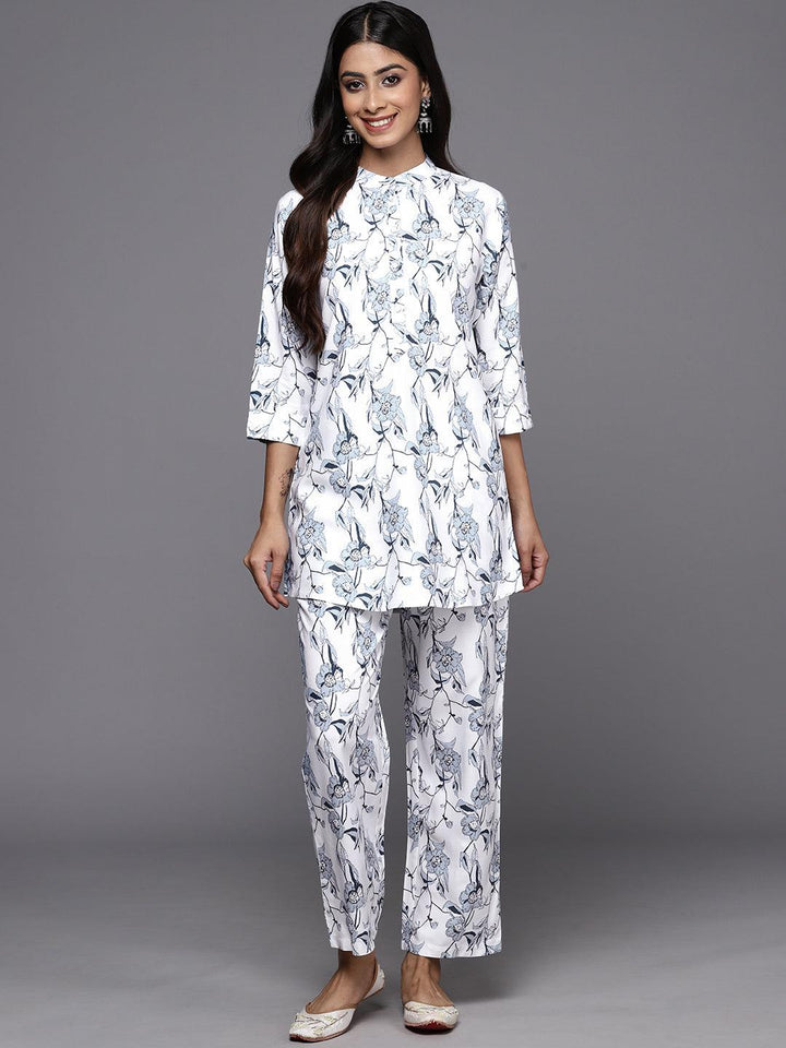 White Printed Rayon Co-Ords - Libas