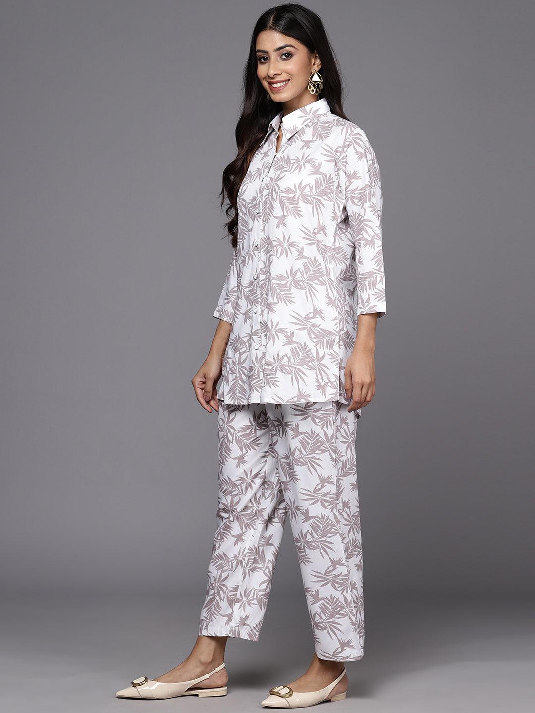 White Printed Rayon Co-Ords - Libas