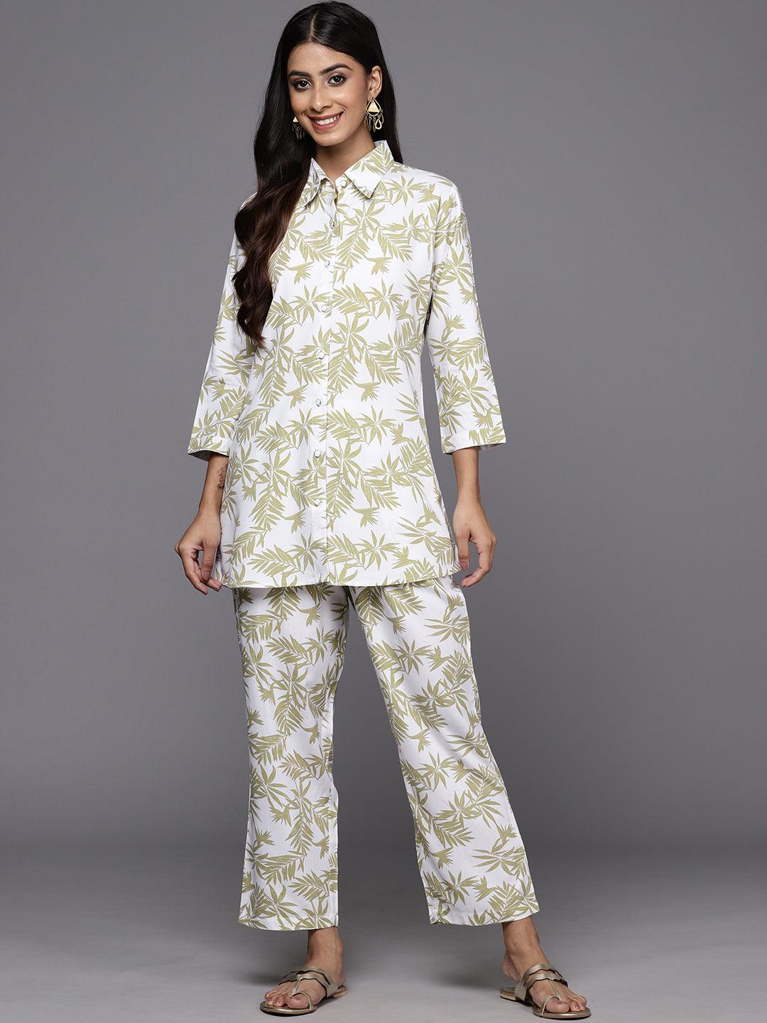 White Printed Rayon Co-Ords - Libas