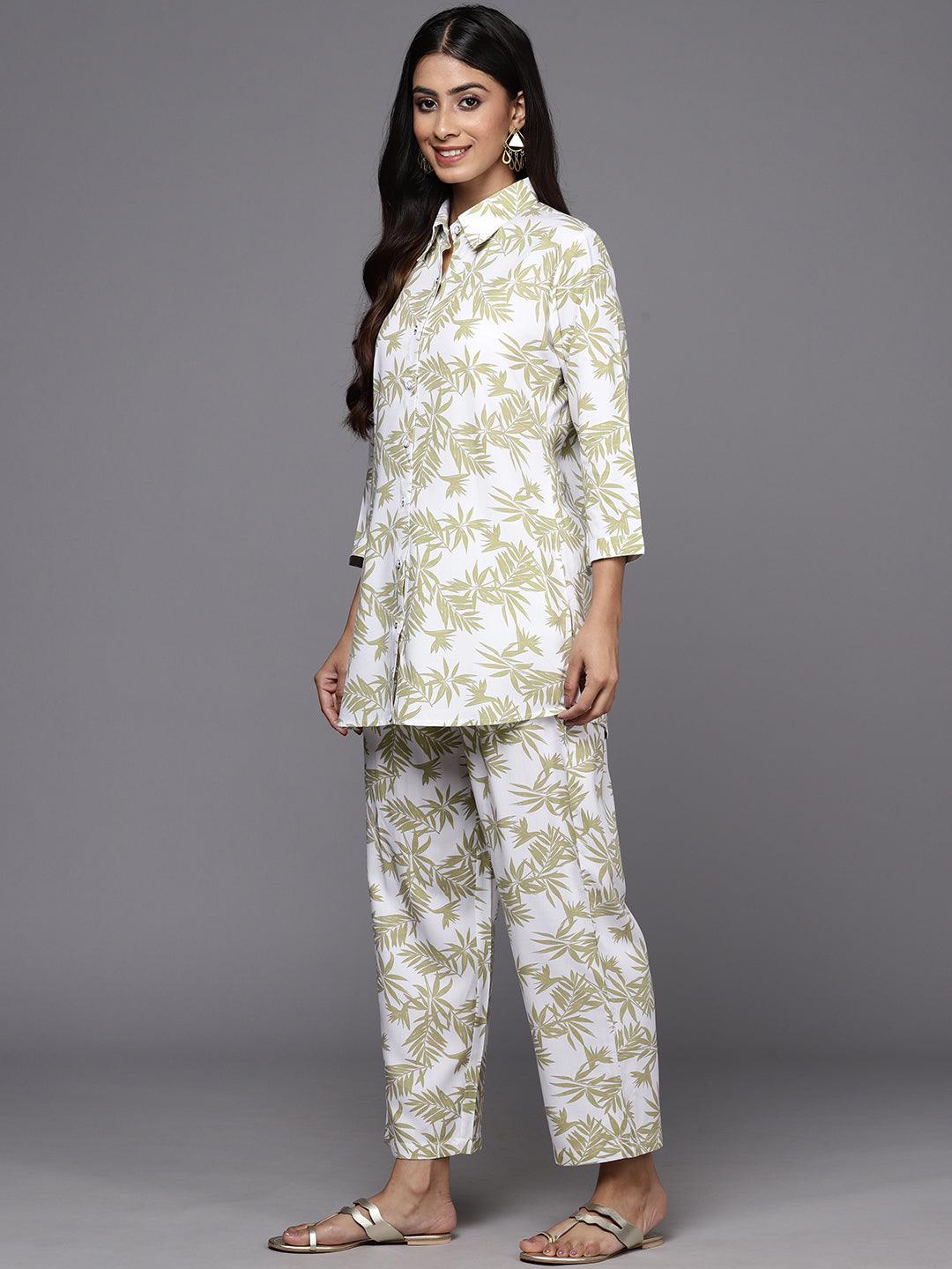 White Printed Rayon Co-Ords - Libas