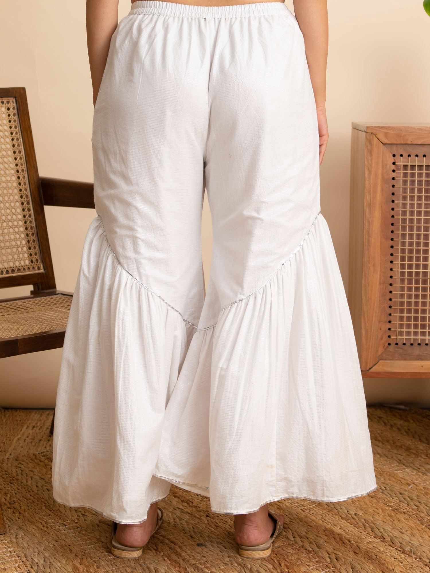 First Choice Off White Women's Rayon Flared SHARARA/GARARA Palazzo Pants |  lupon.gov.ph