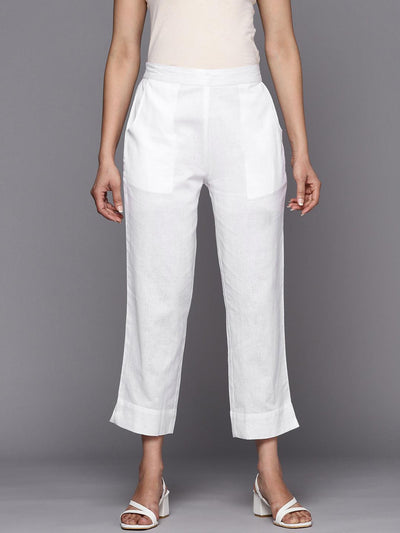 Buy White Cotton Ankle Length Tapered Casual Pant for Women Online at  Fabindia | 20147072