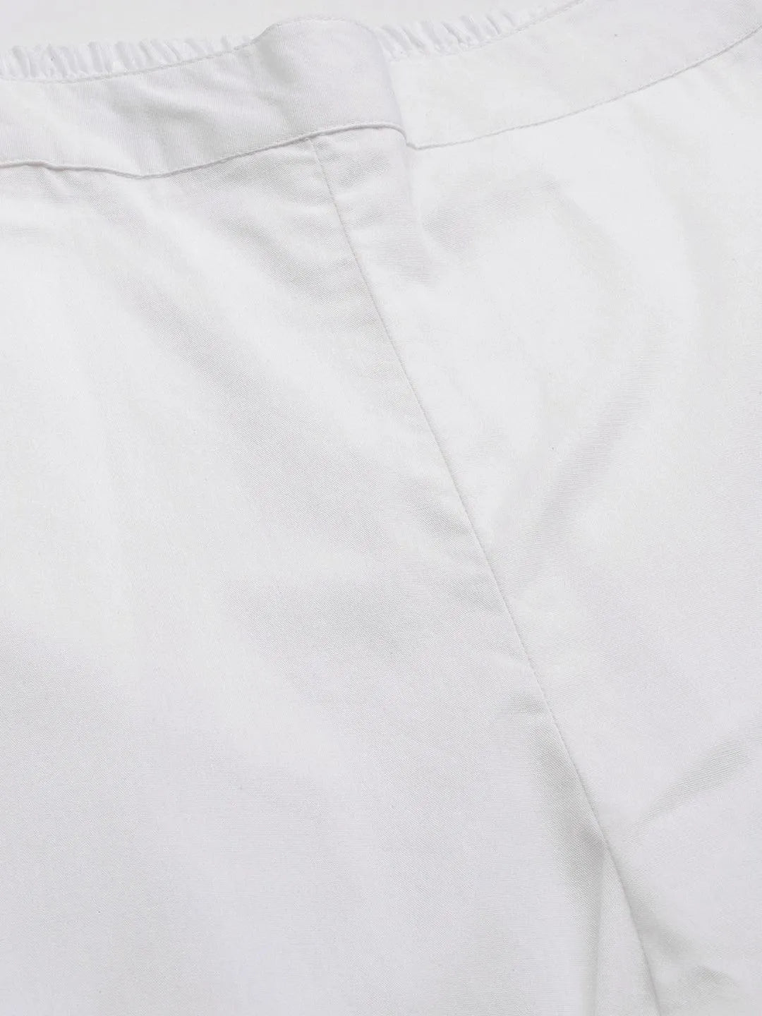 White Solid Cotton Trousers - Libas