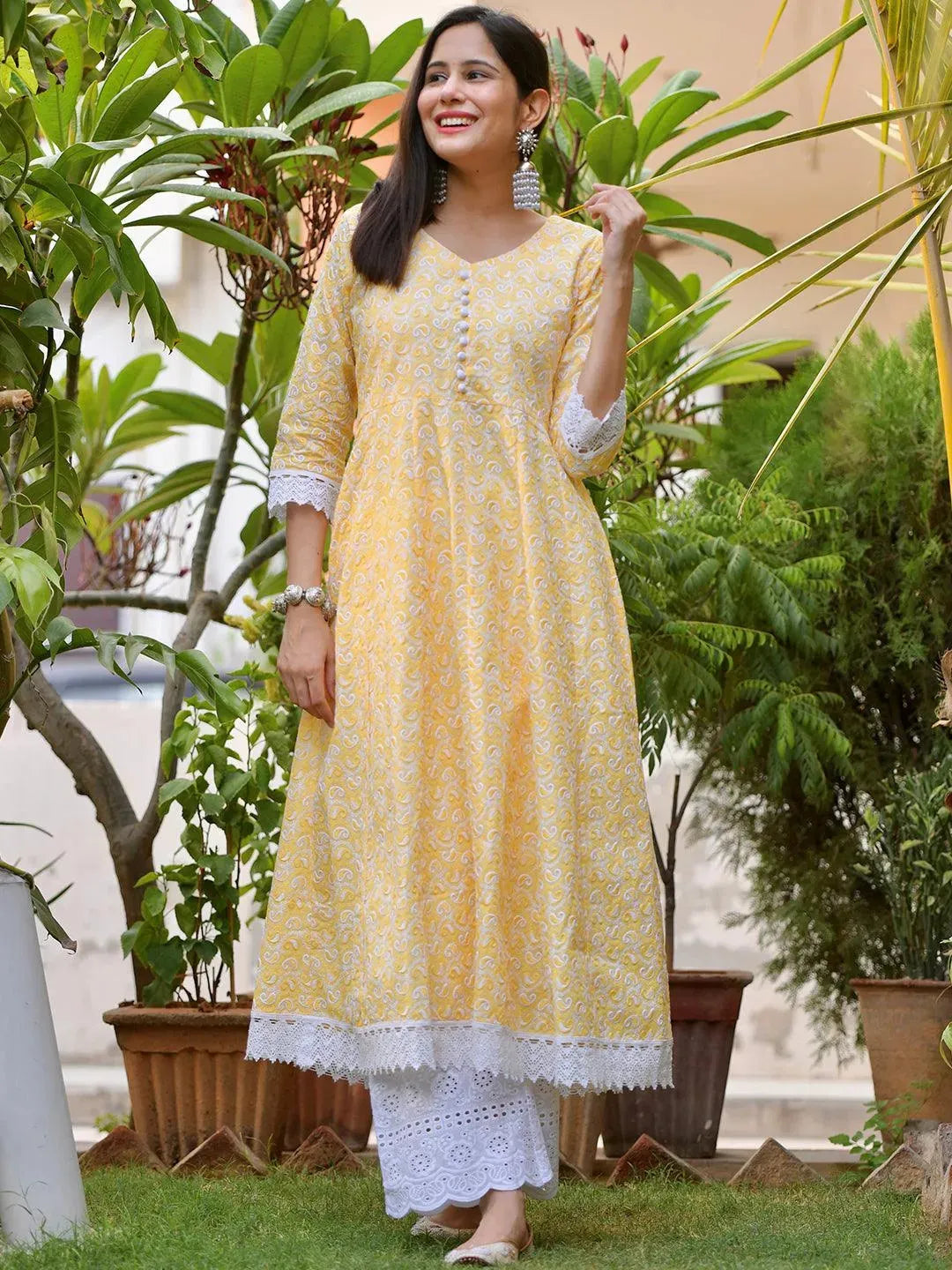 

Buy Yellow Embroidered Cotton Kurta - 23146O-XS | Libas Ethnic Wear Online