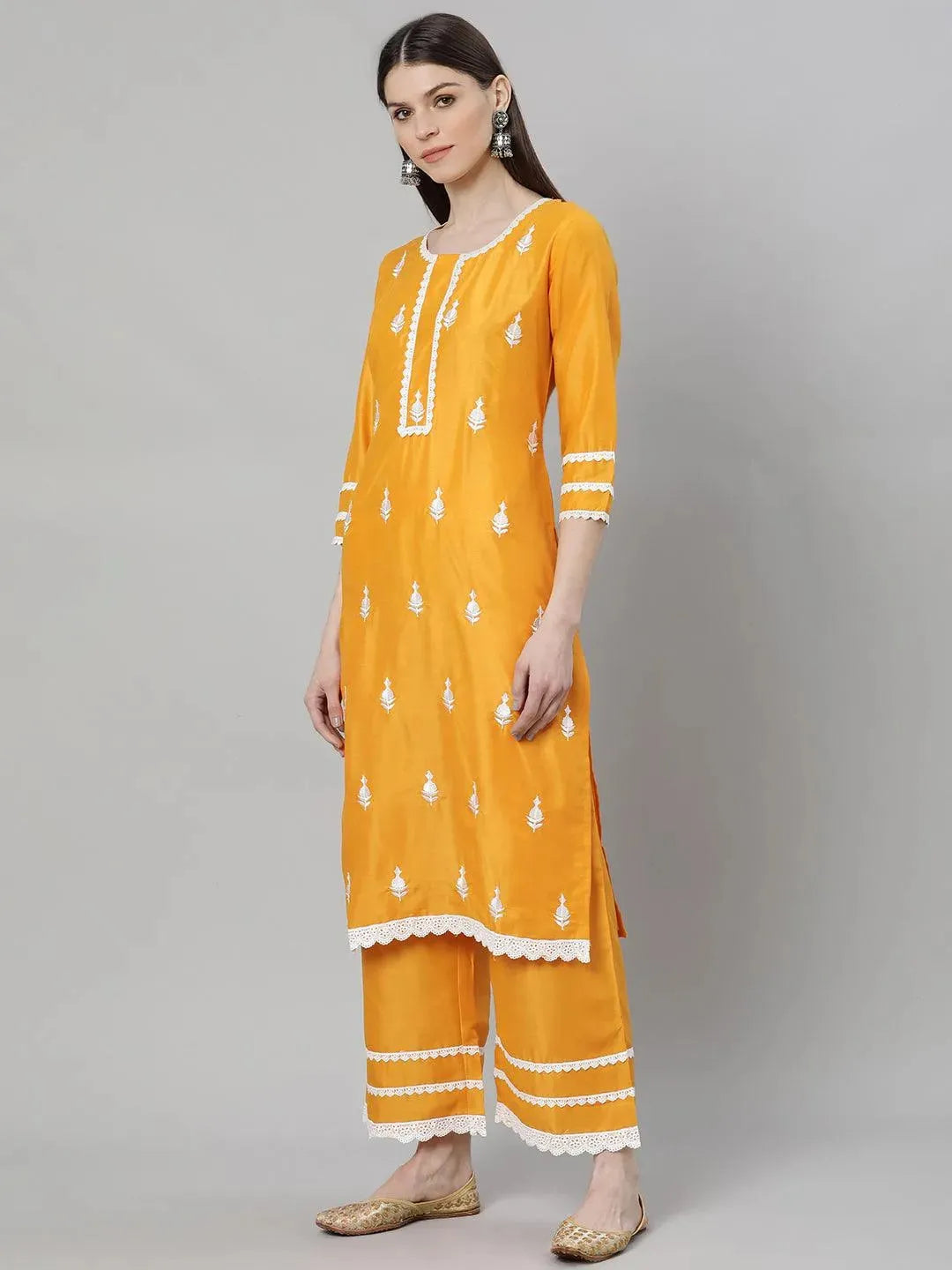 

Buy Yellow Embroidered Shantoon Suit Set - 6840- | Libas Ethnic Wear Online