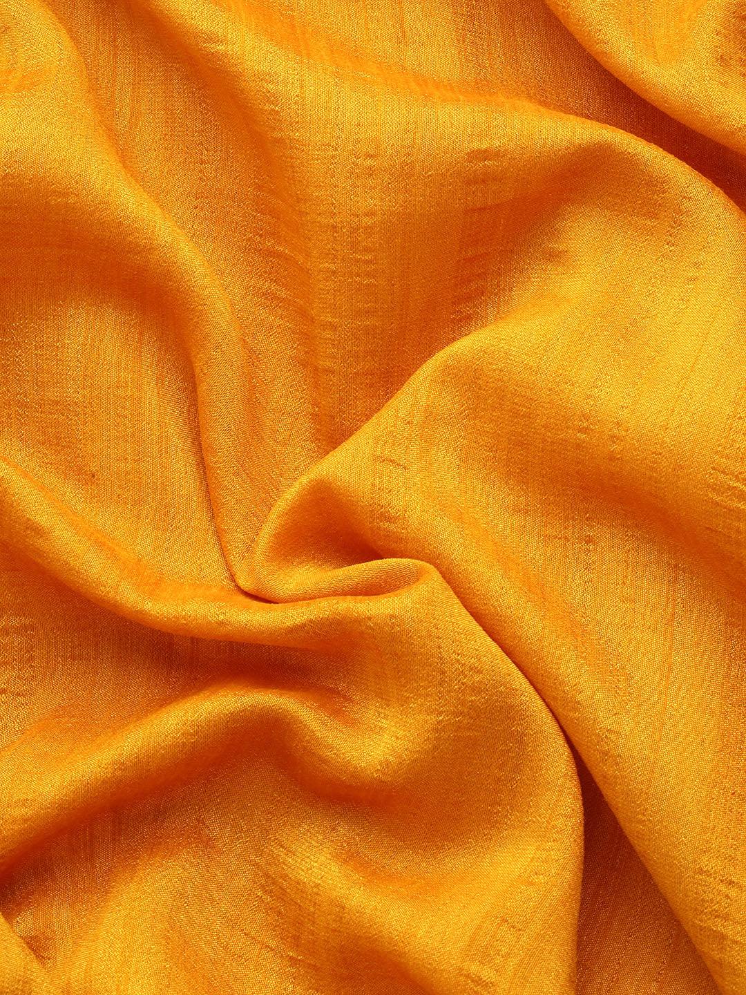 Yellow Embroidered Silk Blend Saree - Libas