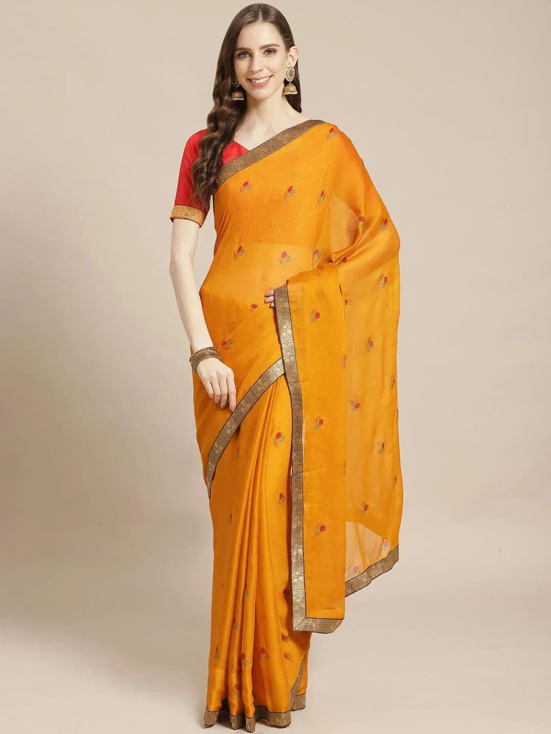 

Buy Yellow Printed Chiffon Saree - 14073 | Libas Ethnic Wear Online