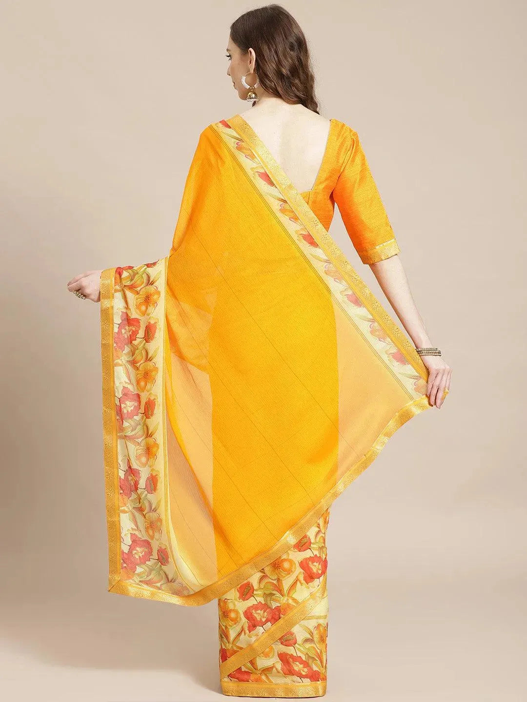 

Buy Yellow Printed Chiffon Saree - 14027 | Libas Ethnic Wear Online