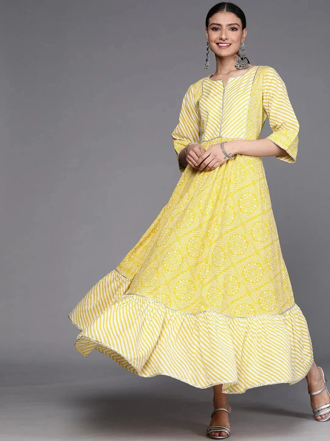 

Buy Yellow Printed Cotton Dress - 23232O- | Libas Ethnic Wear Online