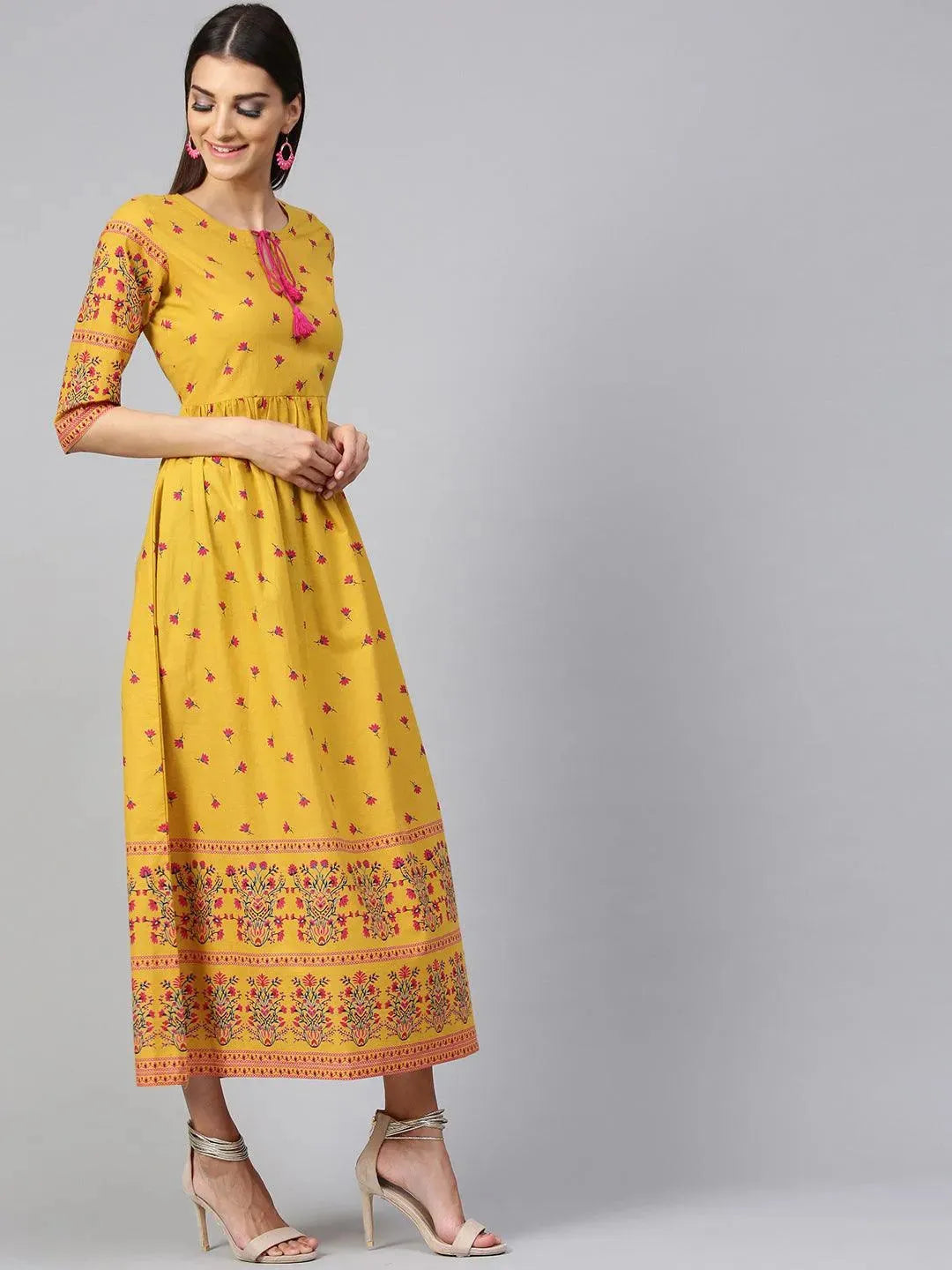 

Yellow Printed Cotton Dress