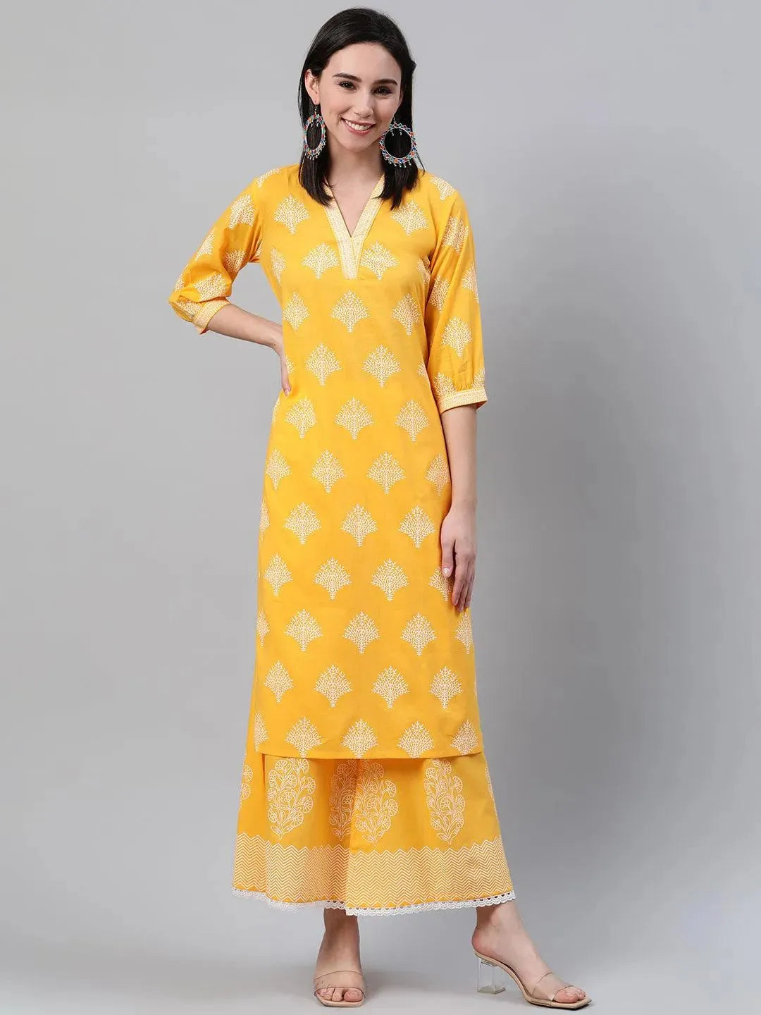 

Buy Yellow Printed Cotton Kurta - 22006O-XS | Libas Ethnic Wear Online