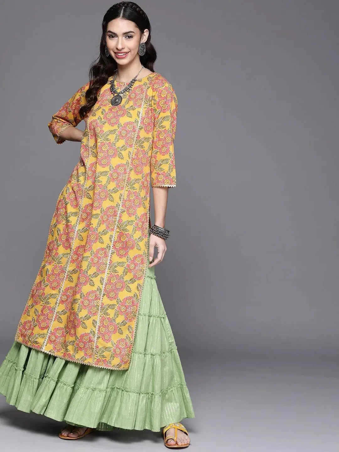 

Buy Yellow Printed Cotton Kurta - 23234O-XS | Libas Ethnic Wear Online