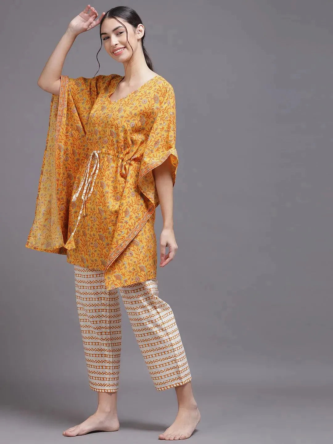 

Buy Yellow Printed Cotton Night Suit - 50009- | Libas Ethnic Wear Online