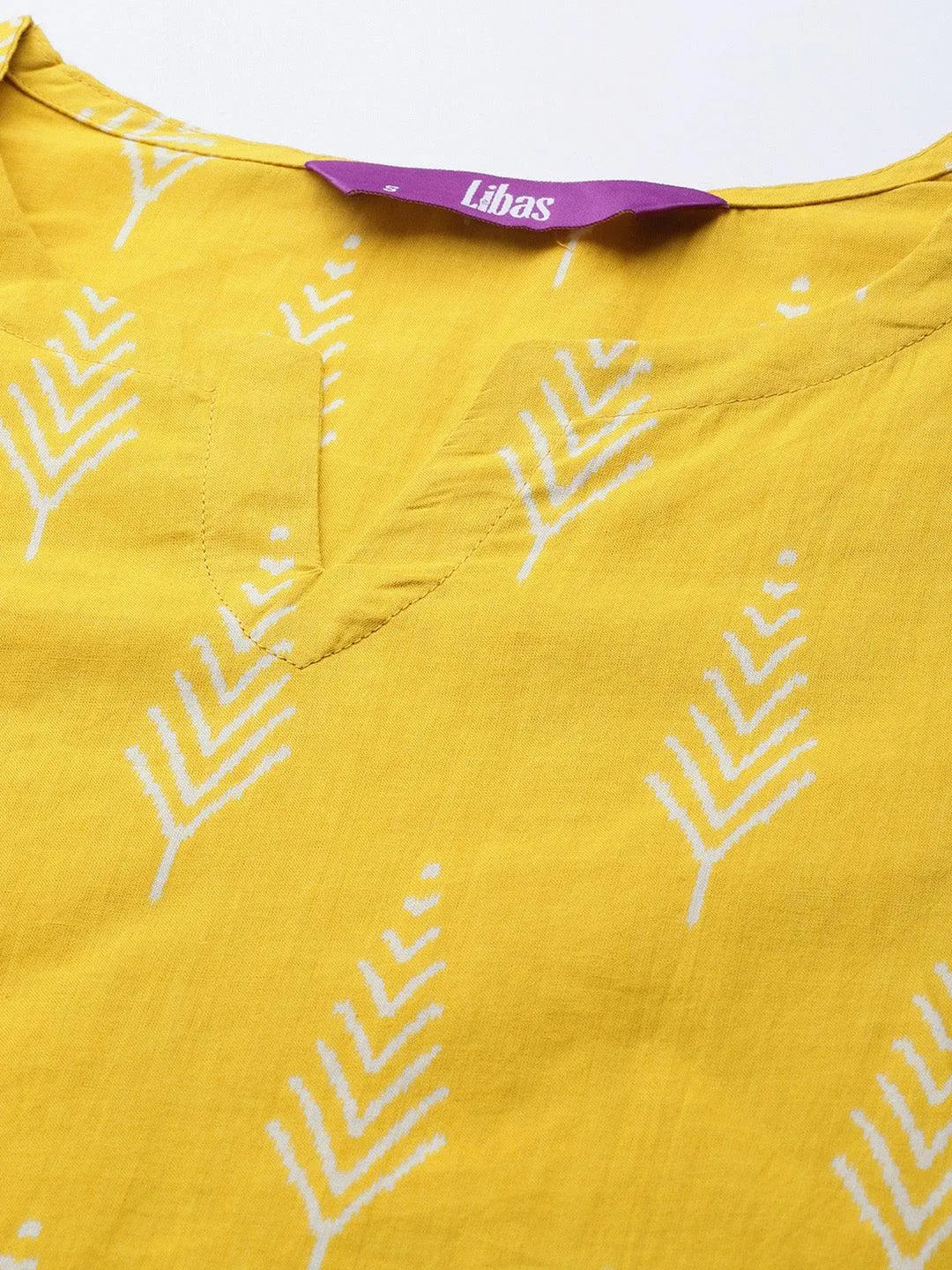 Yellow Printed Cotton Night Suit - Libas