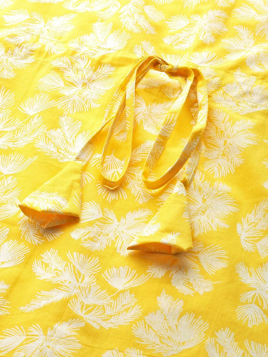 Yellow Printed Cotton Night Suit - Libas