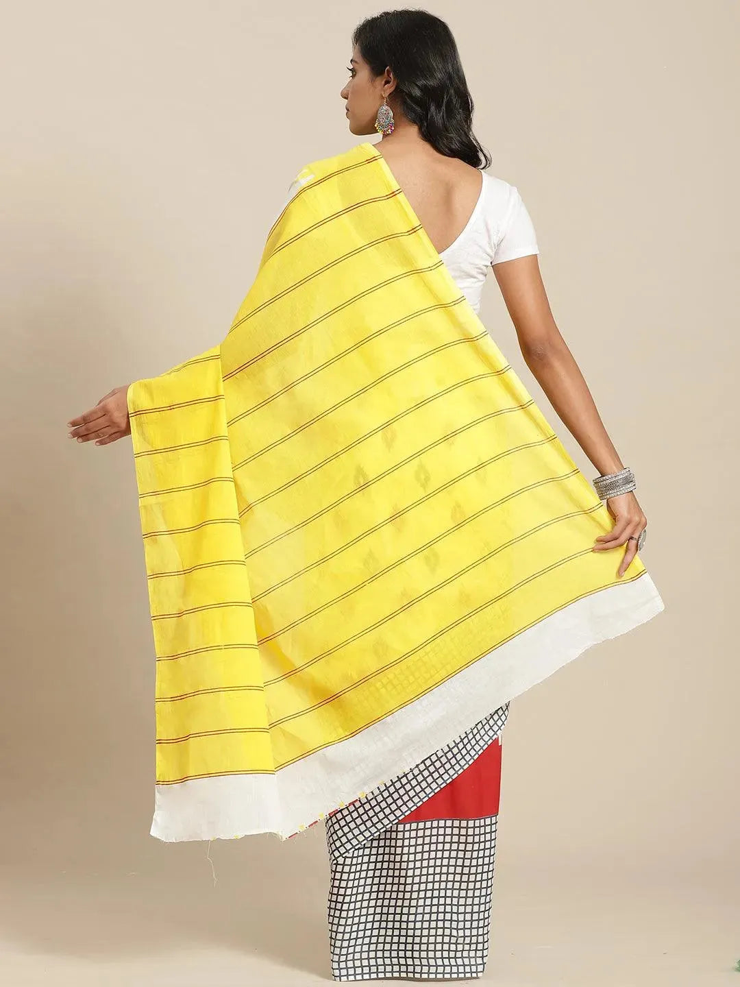 

Buy Yellow Printed Cotton Saree - 14627 | Libas Ethnic Wear Online