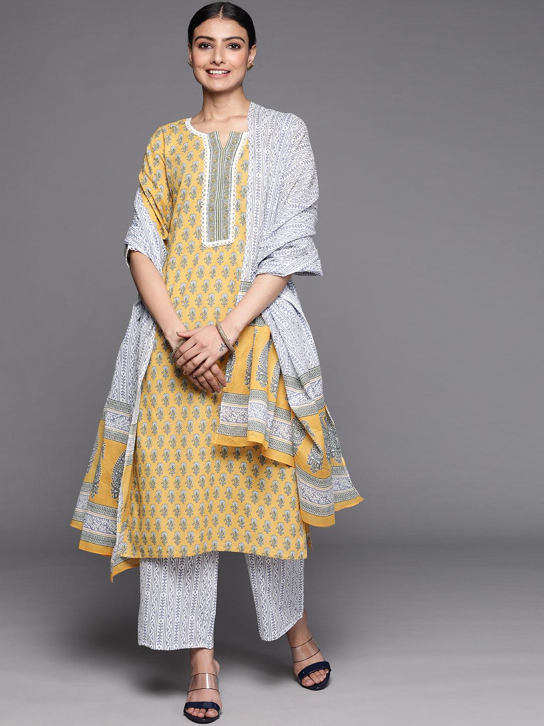 

Buy Yellow Printed Cotton Suit Set - 33148O-XS | Libas Ethnic Wear Online