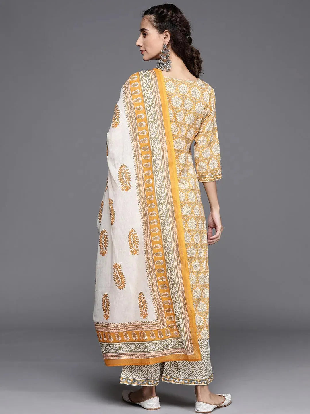 

Buy Yellow Printed Cotton Suit Set - 20338F- | Libas Ethnic Wear Online