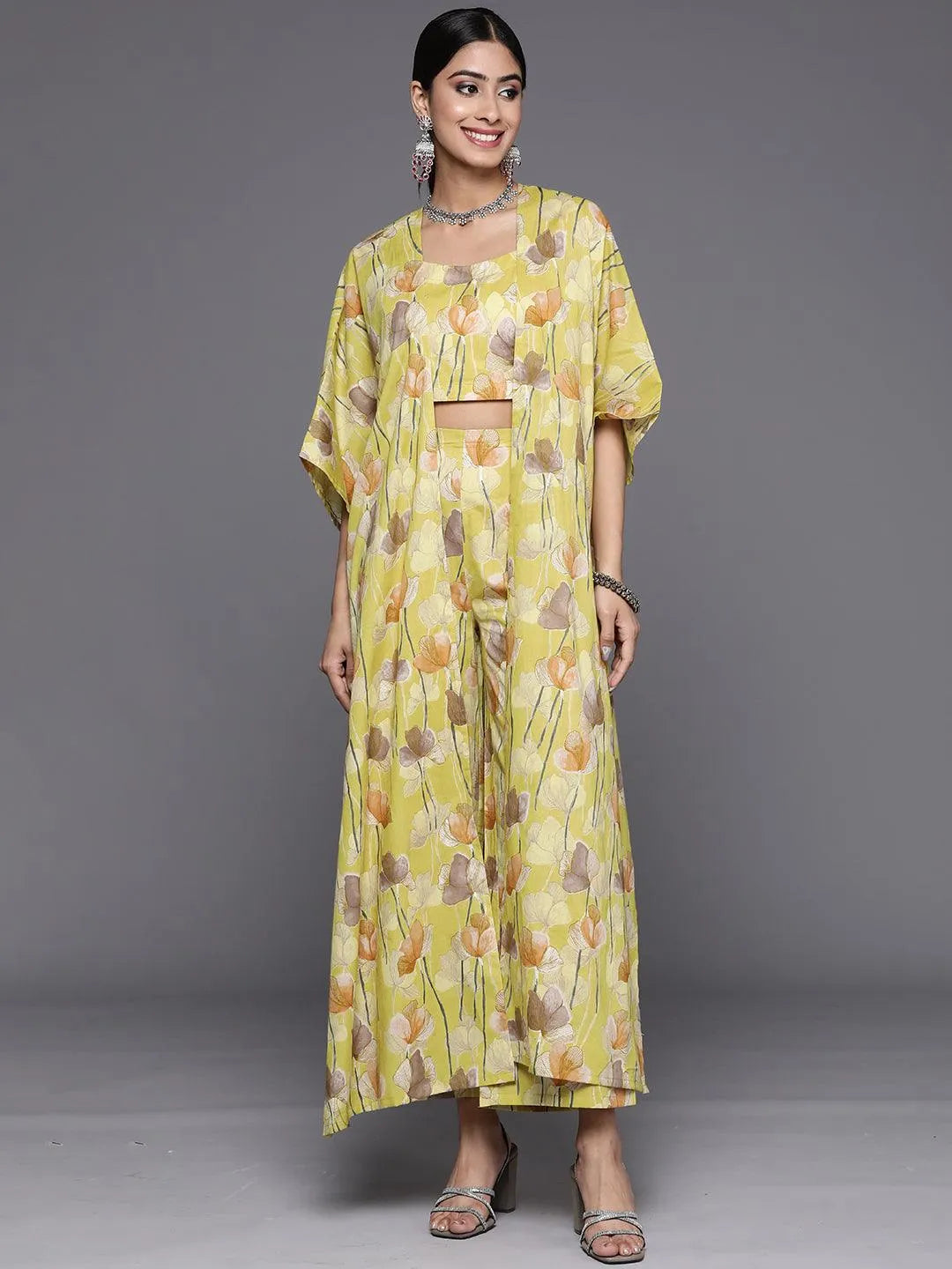 Lime Yellow Printed Cotton Co-Ords - Libas