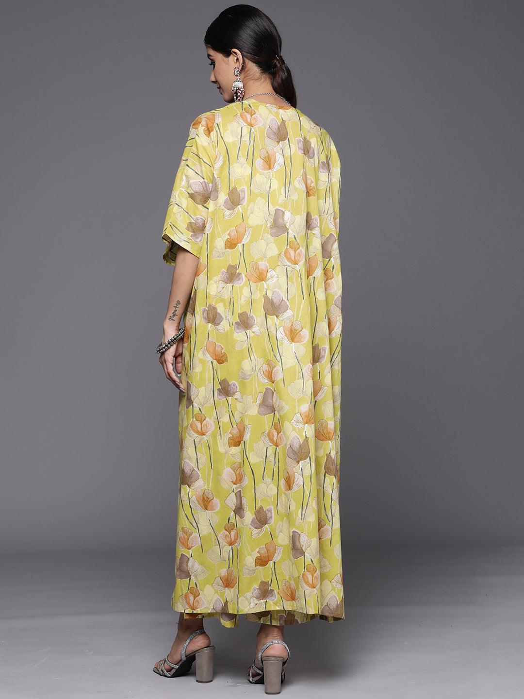 Lime Yellow Printed Cotton Co-Ords - Libas