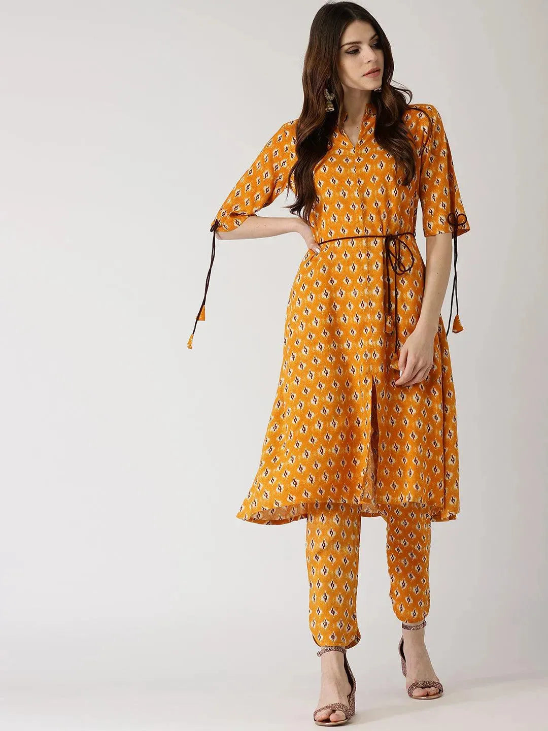 

Buy Yellow Printed Rayon Kurta Set - 5529- | Libas Ethnic Wear Online